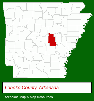 Arkansas map, showing the general location of Housing Authority-Lonoke County