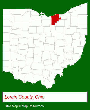 Ohio map, showing the general location of Kendal at Oberlin