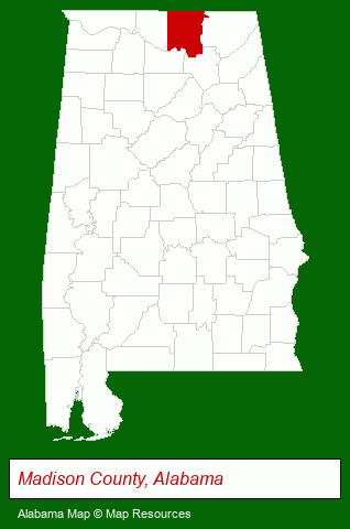 Alabama map, showing the general location of Samples Properties