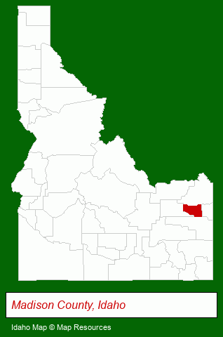 Idaho map, showing the general location of Yellowstone Bear World