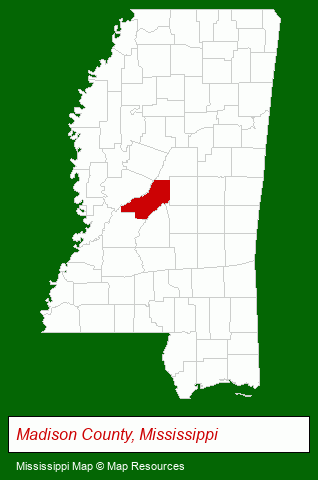 Mississippi map, showing the general location of Wonder Woods