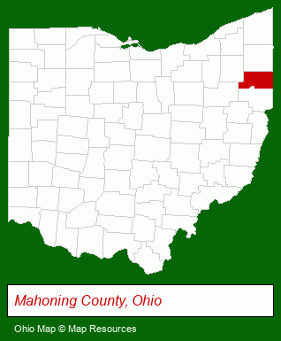 Ohio map, showing the general location of Blackburn Home for Aged People