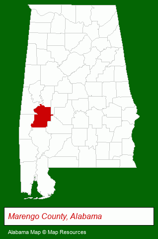 Alabama map, showing the general location of Webb Realty