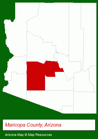 Arizona map, showing the general location of Tamarak Apartments