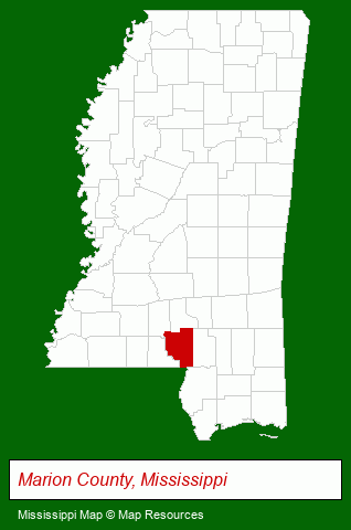 Mississippi map, showing the general location of Tanya Holland Real Estate