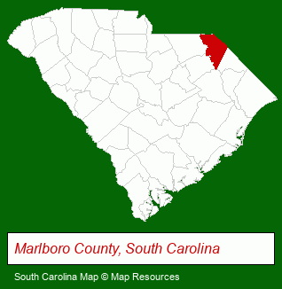 South Carolina map, showing the general location of B & P Inc
