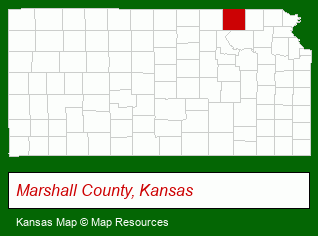 Kansas map, showing the general location of Frankfort Community Care Home
