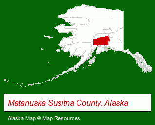Alaska map, showing the general location of Crystal Creek Lodge