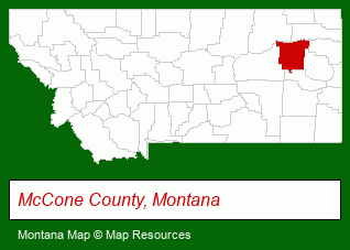 Montana map, showing the general location of Mc Cone County Federal Credit Union