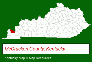 Kentucky map, showing the general location of Parks Department