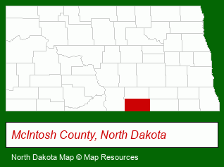 North Dakota map, showing the general location of Ashley Medical Center