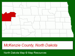 North Dakota map, showing the general location of McKenzie County Guar & Title