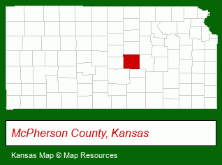 Kansas map, showing the general location of Lindsborg Realty