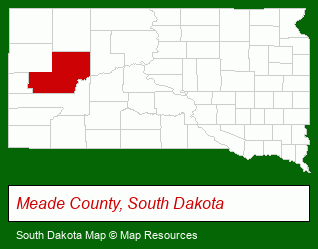 South Dakota map, showing the general location of Properties Unlimited Realty