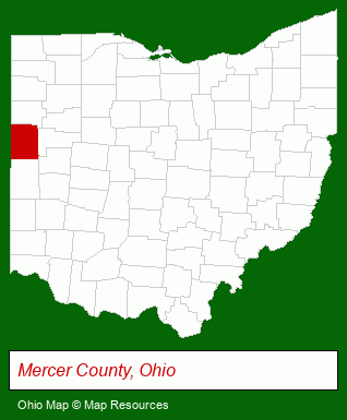 Ohio map, showing the general location of Gardens at Celina