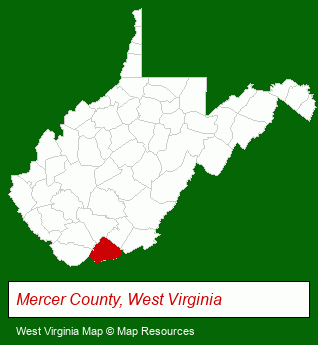 West Virginia map, showing the general location of The Havens At Princeton