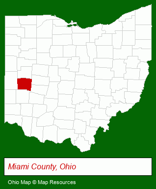 Ohio map, showing the general location of Miami County Park District