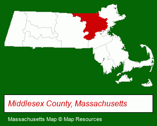 Massachusetts map, showing the general location of Brown & Knight