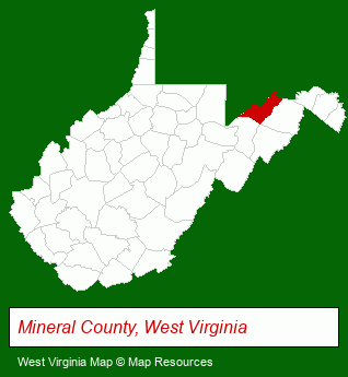 West Virginia map, showing the general location of United Country Real Estate
