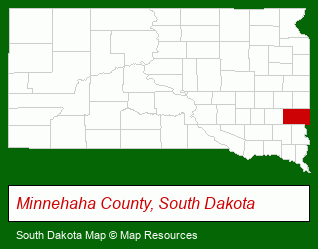 South Dakota map, showing the general location of South Dakota Assn-Healthcare