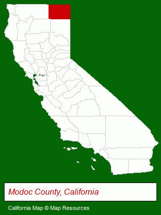 California map, showing the general location of Modoc Realty