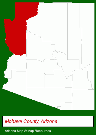 Arizona map, showing the general location of Mercer Realty