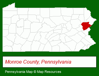 Pennsylvania map, showing the general location of Kramer's Sheds