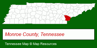 Tennessee map, showing the general location of Tellico Lake Realty