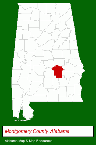 Alabama map, showing the general location of Montgomery Apartment Guide