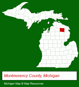 Michigan map, showing the general location of Real Estate One Up North