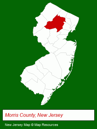 New Jersey map, showing the general location of Merry Heart of Boonton