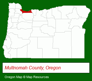 Oregon map, showing the general location of Leach Botanical Gardens