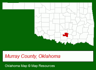 Oklahoma map, showing the general location of Kiser Cabins