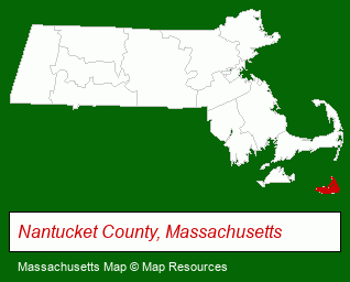 Massachusetts map, showing the general location of Nantucket Tile Gallery