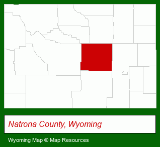 Wyoming map, showing the general location of Bisiar & Waldron Properties