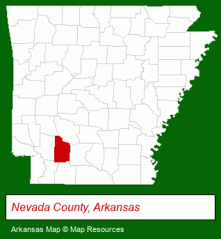 Arkansas map, showing the general location of Nevada County Real Estate