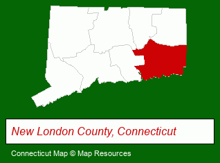 Connecticut map, showing the general location of CT Valley Homes of East Lyme