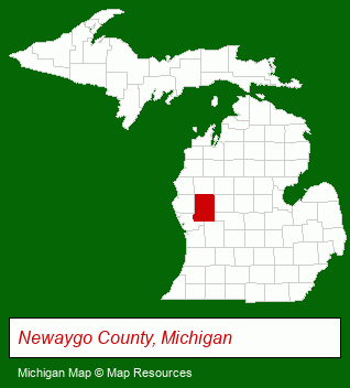 Michigan map, showing the general location of Newaygo Medical Care Facility