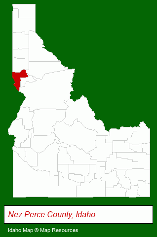 Idaho map, showing the general location of Clearwater River Hotel