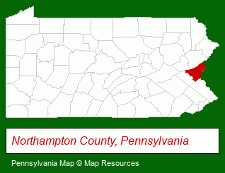 Pennsylvania map, showing the general location of Polytek Development Corporation