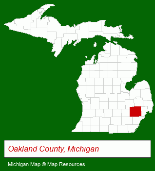 Michigan map, showing the general location of Green Oak Properties
