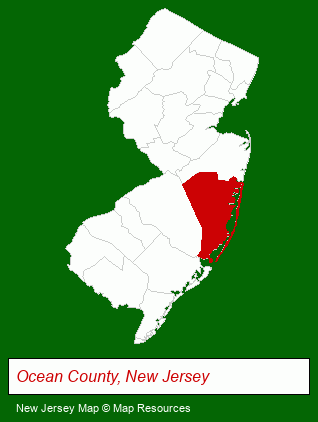 New Jersey map, showing the general location of Glendenning Mortgage Corporation