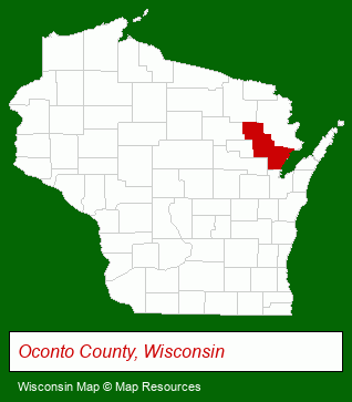 Wisconsin map, showing the general location of Woodlands Village Nursing Center