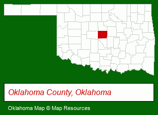 Oklahoma map, showing the general location of Maxim Moskalkov