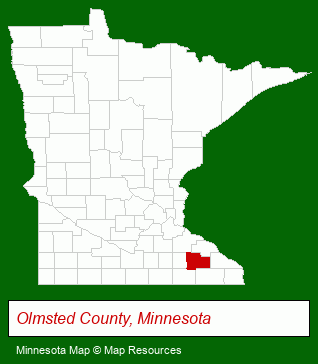 Minnesota map, showing the general location of Stewartville Senior Campus