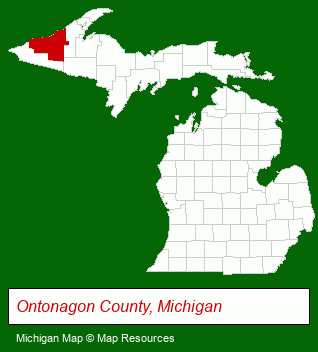 Michigan map, showing the general location of Koski Log Homes