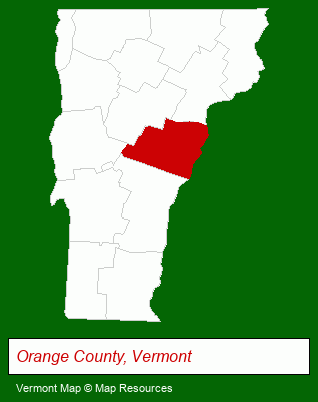 Vermont map, showing the general location of Rural Vermont Real Estate