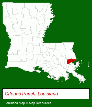 Louisiana map, showing the general location of Lambeth House