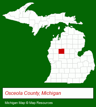 Michigan map, showing the general location of Evart Local Development