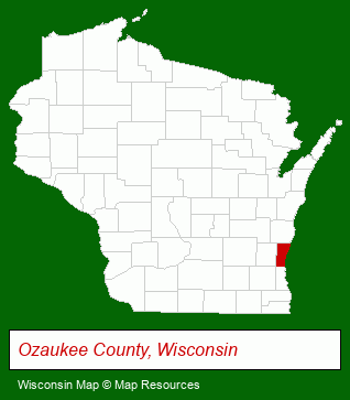 Wisconsin map, showing the general location of Kubala Washatko Architects Inc